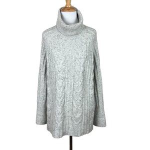 The White Label Company Sweater M Womens Gray Cable Knit Turtleneck Wool‎ Alpaca